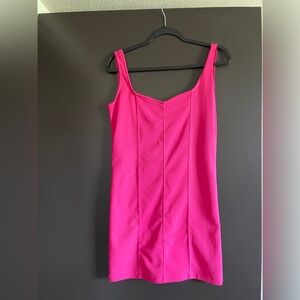Stradivarius hot hot pink sleveless strap dress medium NWOT